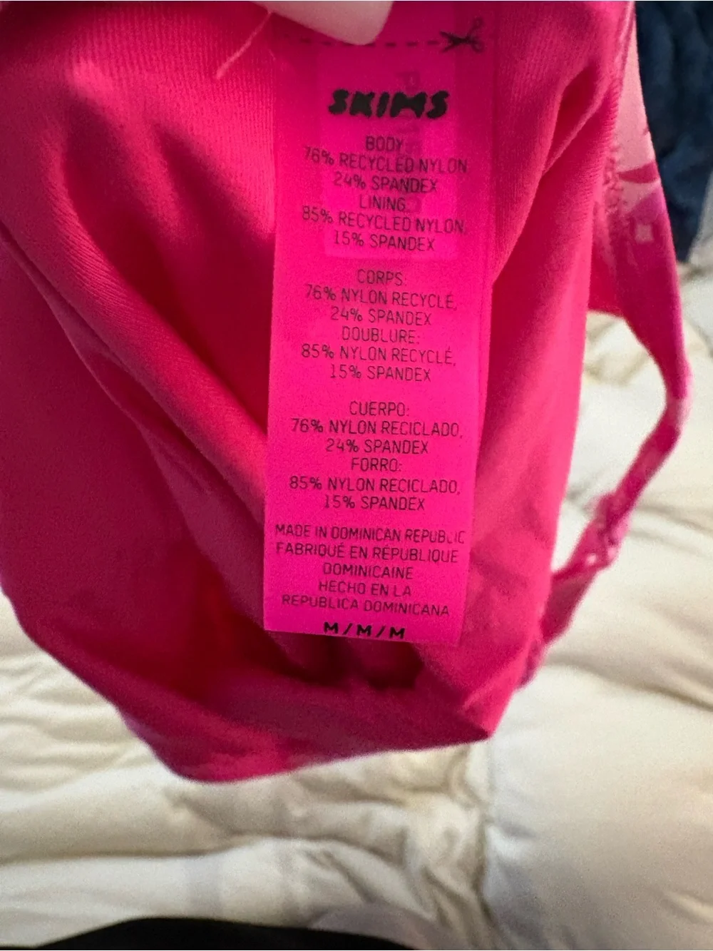Women’s SKIMS pink camoflauge one piece bathing suit, size medium great conditio